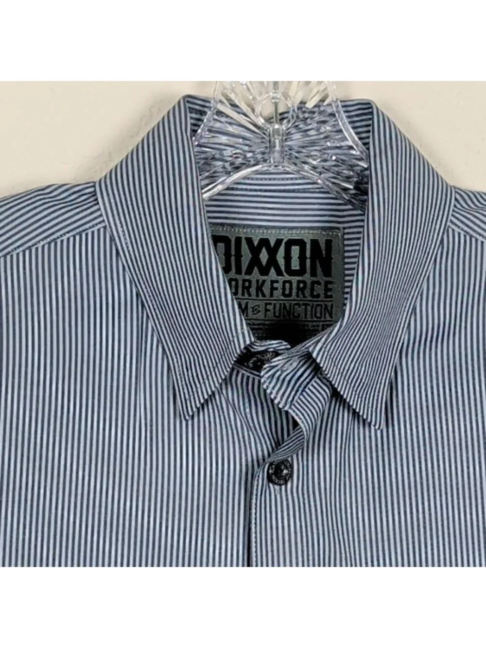 Dixxon Workforce Mens M Gray Striped Work Shirt Mechanic Utility Short Sleeve